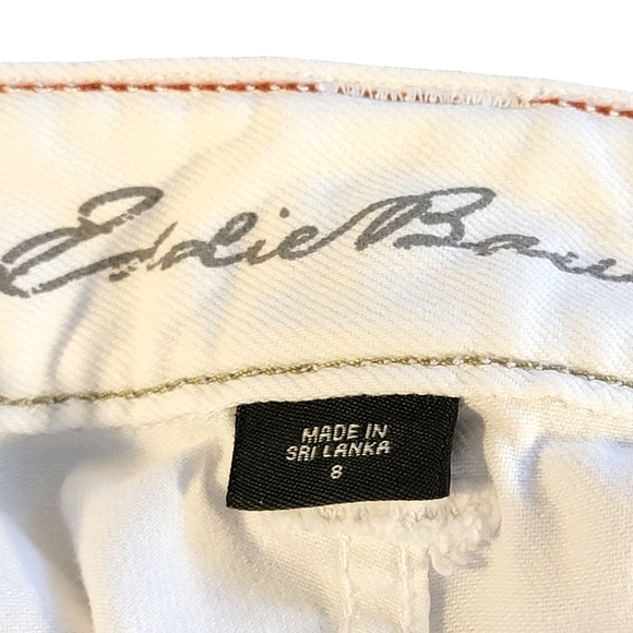 Eddie Bauer White Spring Summer Wide Flair Leg Heavy Denim Feel Jeans 8 - Picture 13 of 15